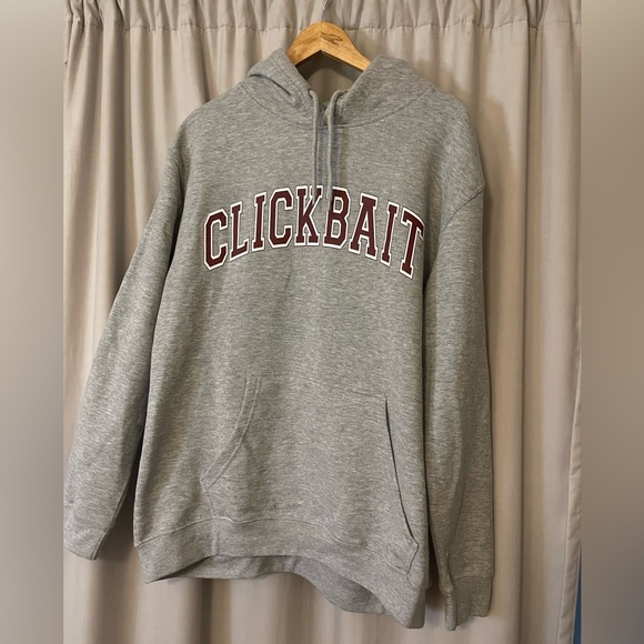 Like New - Unisex Gray Hooded Clickbait Sweatshirt | David Dobrik Merch Size XL - Picture 2 of 4